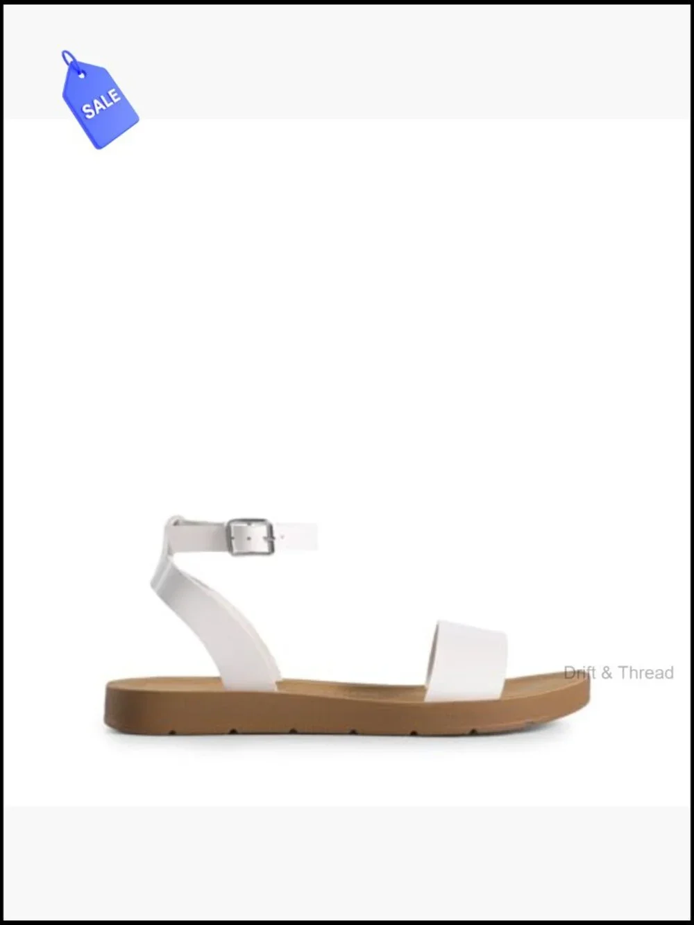 One Band Ankle Strap Buckle Flat Sandals Open Toe Slide Lightweight